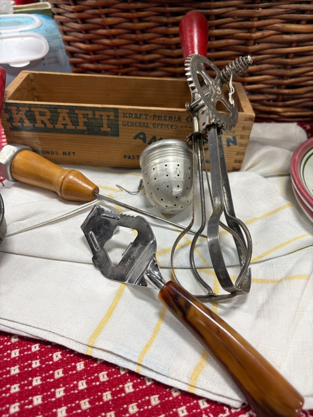 Vintage Kitchen Utensil Lot with Red & Wood Handles - Picture 3 of 6